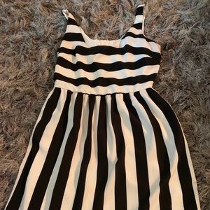 White and black striped dress